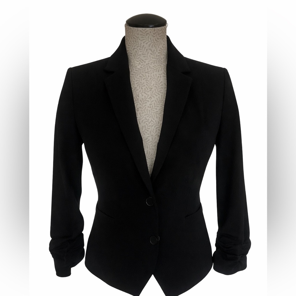 Express Black Tailored Blazer – Fitted Stretch Career Chic Jacket Size 2